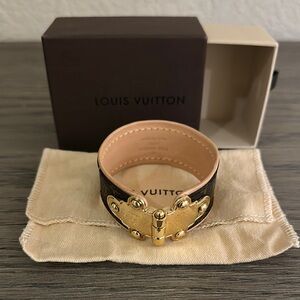 Louis Vuitton Brown and Gold Leather Bracelet